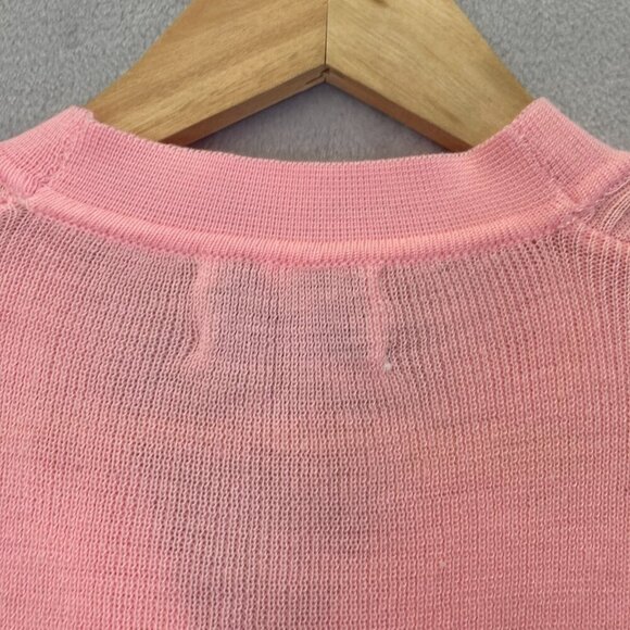 Vintage MacHenry Womens Button Up Short Sleeve Sweater Size Large Pink Cardigan - Picture 11 of 12